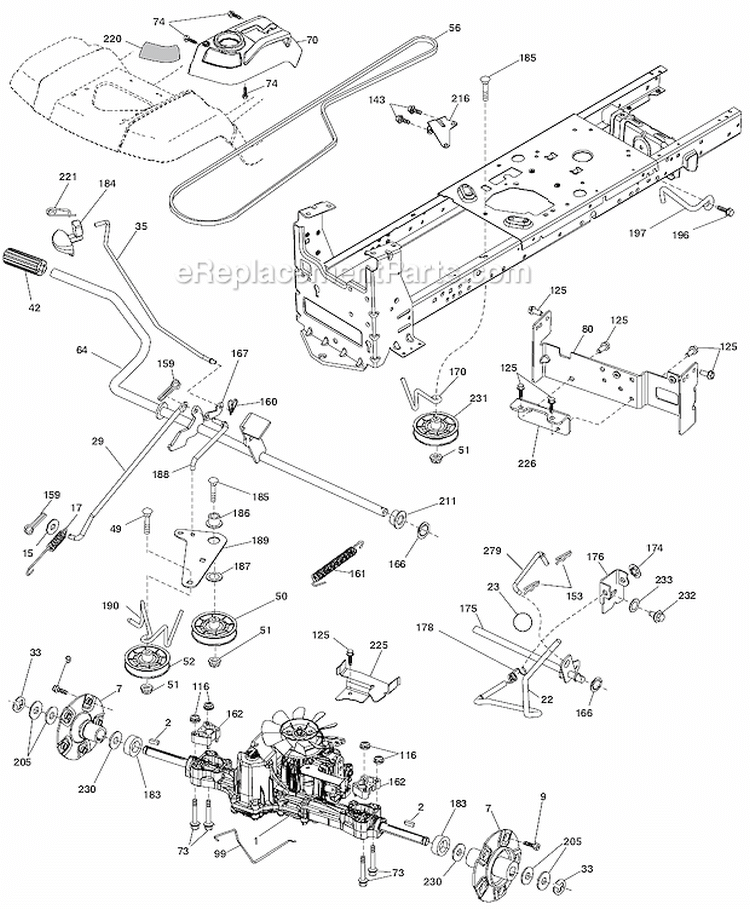 Drive Diagram and Parts List for LGT2554 96043006101 Husqvarna Lawn Tractor