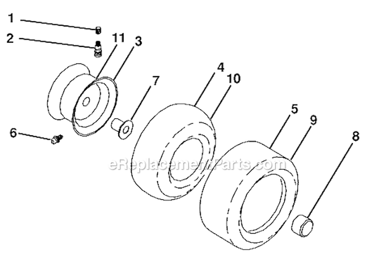 Wheels And Tires Diagram and Parts List for LGT2554 96043007400 Husqvarna Lawn Tractor
