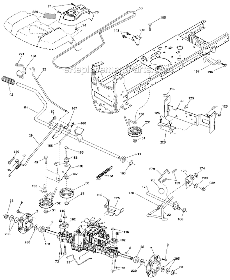 Drive Diagram and Parts List for LGT2554 96043008200 Husqvarna Lawn Tractor