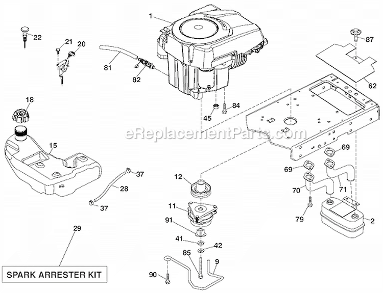 Engine Diagram and Parts List for LGT2554 96043009400 Husqvarna Lawn Tractor