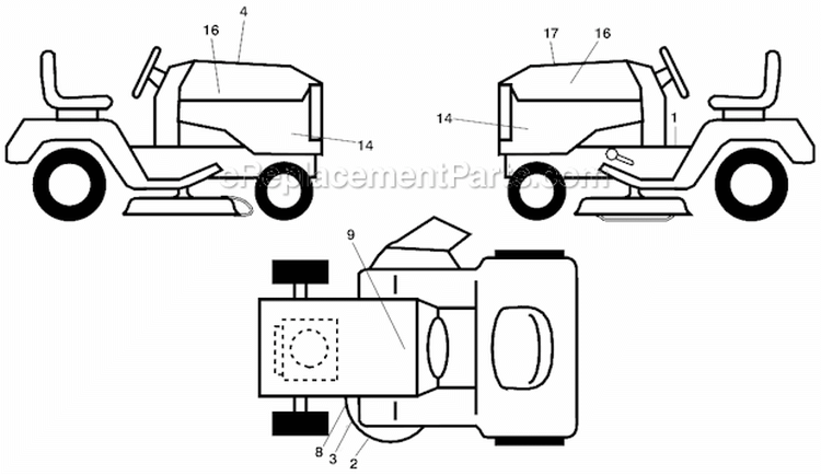 Decals Diagram and Parts List for LGT2554 96043009400 Husqvarna Lawn Tractor
