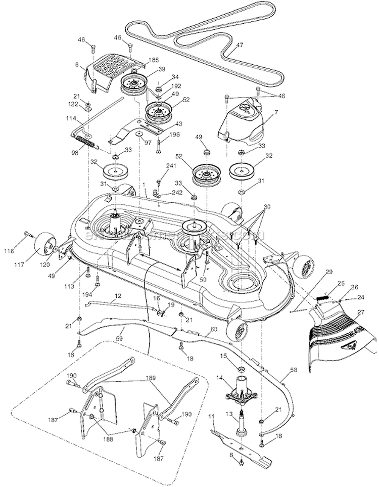 Mower Deck Diagram and Parts List for LGT2554 96045001500 Husqvarna Lawn Tractor
