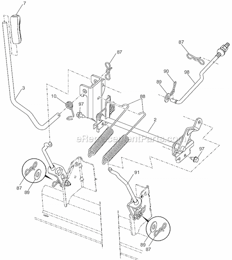 Mower Lift Diagram and Parts List for LGT2554 96045001501 Husqvarna Lawn Tractor