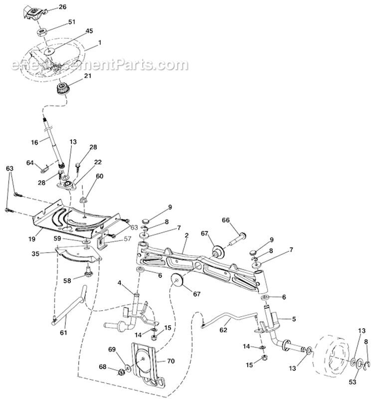 Page H Diagram and Parts List for LGT2554 96045001502 Husqvarna Lawn Tractor