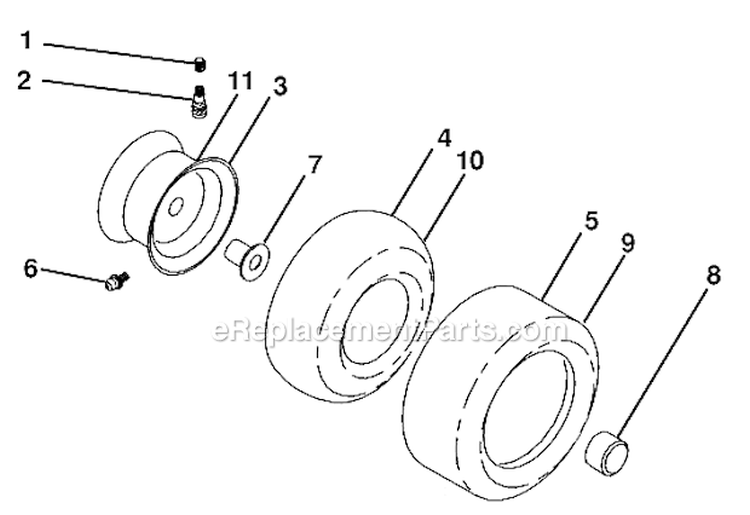 Wheels And Tires Diagram and Parts List for LGT2554 96045001504 Husqvarna Lawn Tractor