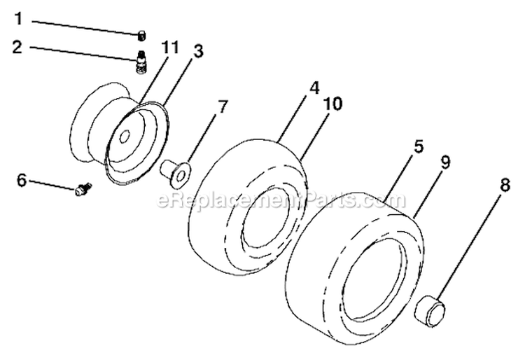 Wheels And Tires Diagram and Parts List for LGT2554 96045001700 Husqvarna Lawn Tractor