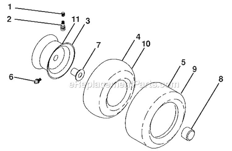 Wheels And Tires Diagram and Parts List for LGT2554 96045002800 Husqvarna Lawn Tractor