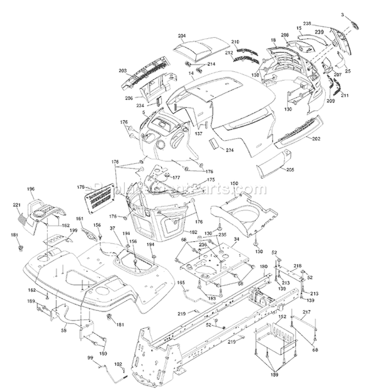Page A Diagram and Parts List for 2654 LGT  96043003600 -2007-05 Husqvarna Lawn Tractor