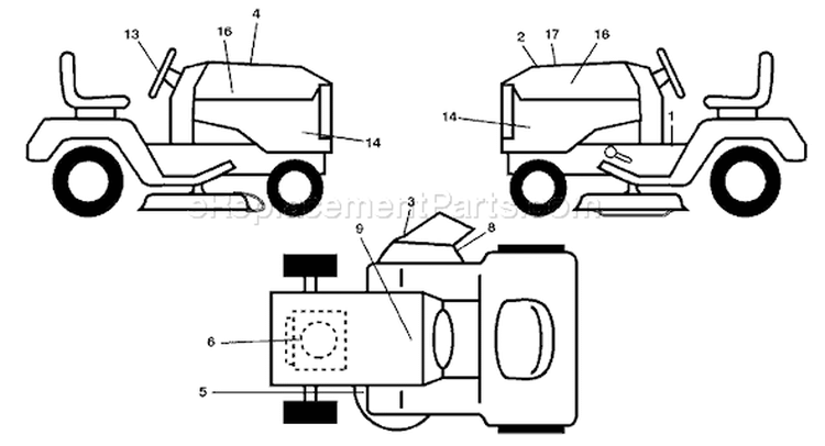 Page B Diagram and Parts List for 2654 LGT  96043003600 -2007-05 Husqvarna Lawn Tractor