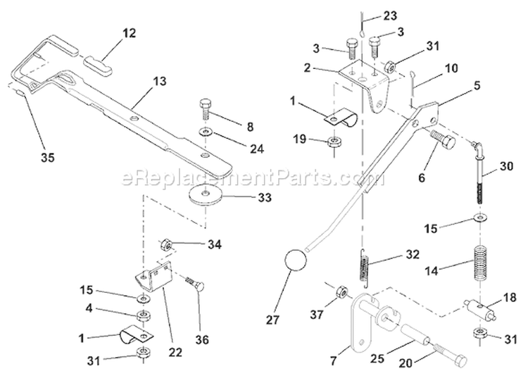 Page K Diagram and Parts List for 125 LRH  954001222A -1994-07 Husqvarna Lawn Tractor