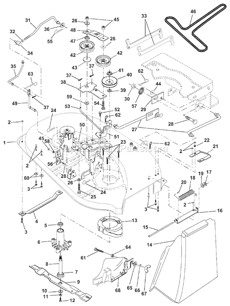 Page J Diagram and Parts List for 125 LRH  954001222B -1995-03 Husqvarna Lawn Tractor
