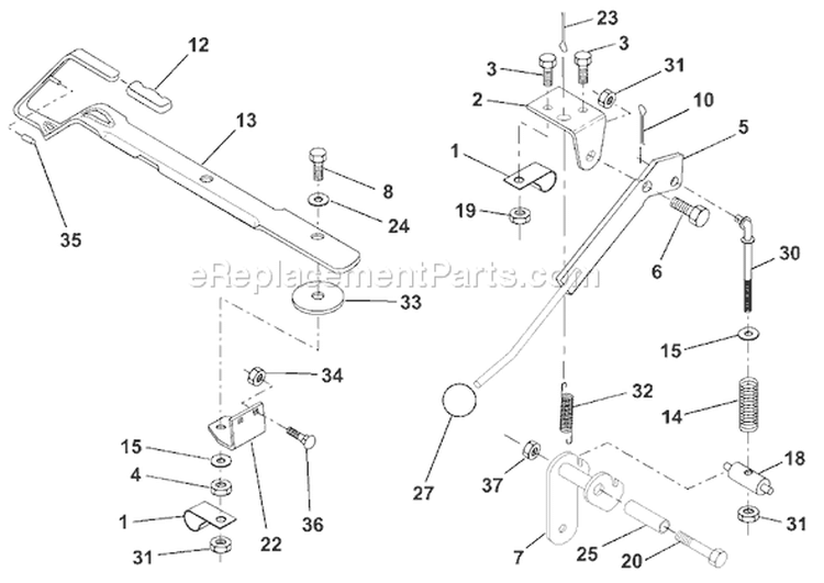 Page K Diagram and Parts List for 125 LRH  954001222B -1995-03 Husqvarna Lawn Tractor