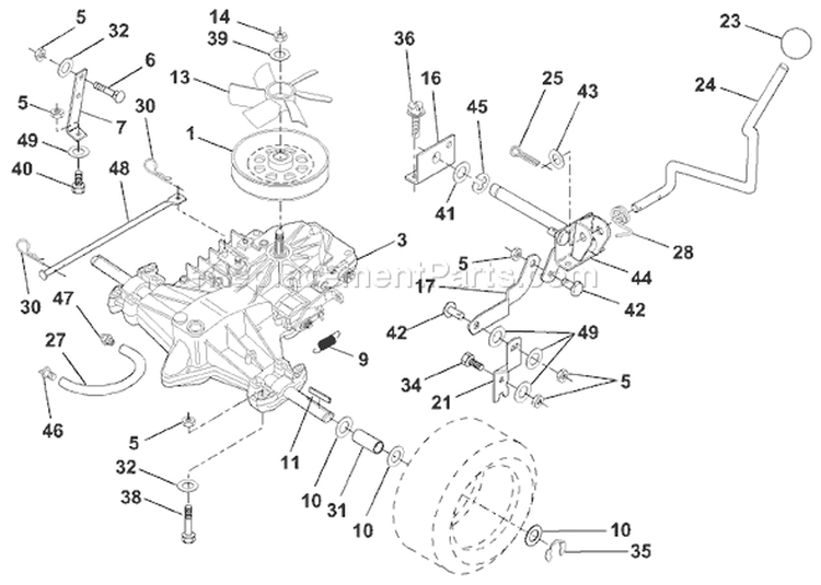 Page O Diagram and Parts List for 125 LRH  954001222B -1995-03 Husqvarna Lawn Tractor