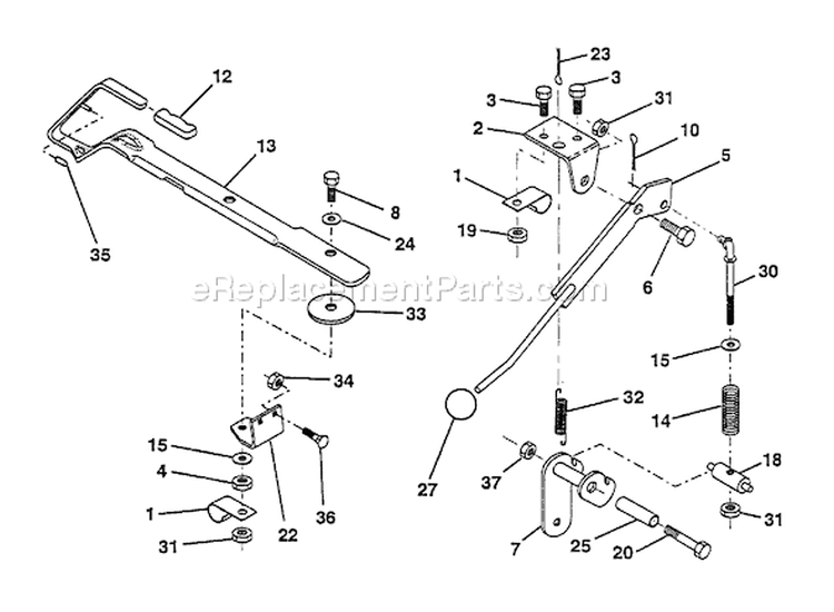 Page K Diagram and Parts List for 125 LRH  HNHR38B -954000622 -1994-01 Husqvarna Lawn Tractor