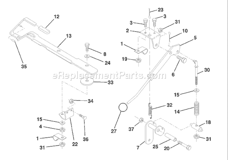Page K Diagram and Parts List for LR125 LR 125 954001202C -1995-03 Husqvarna Lawn Tractor