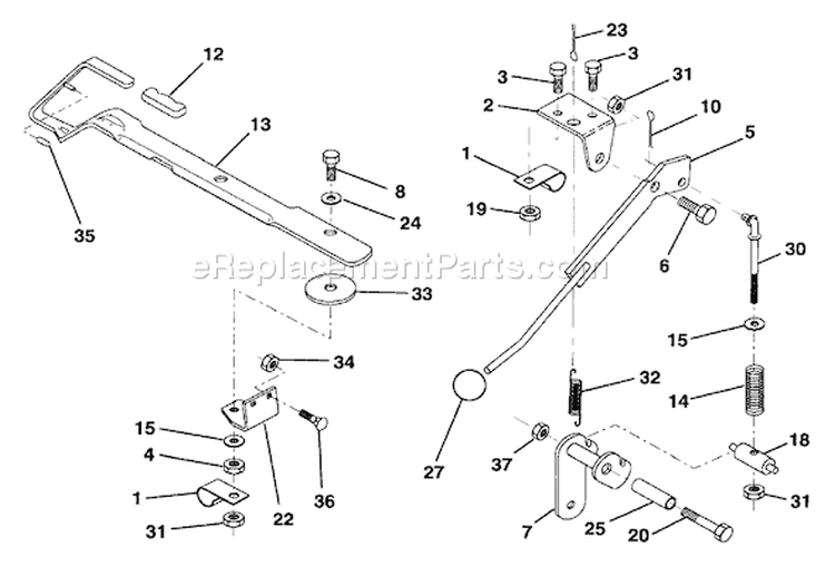 Page K Diagram and Parts List for LR12 LR 12 HC12R38B -954002701 -1994-10 Husqvarna Lawn Tractor