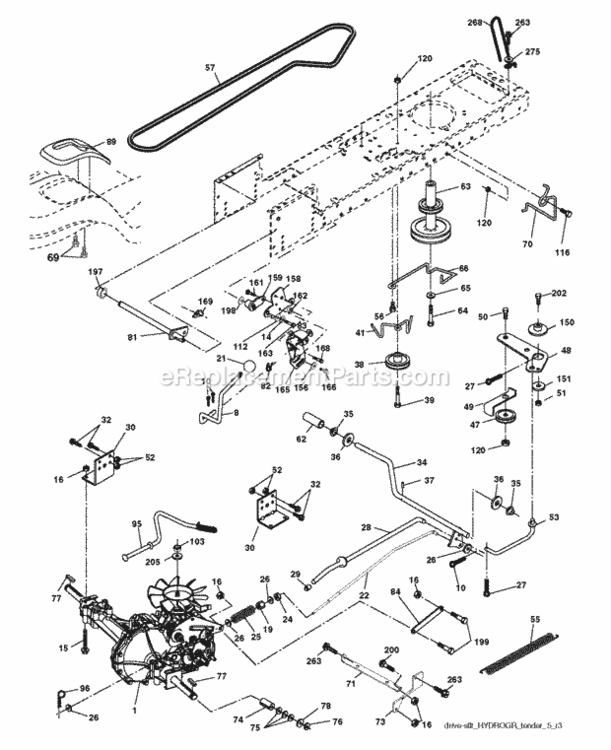 Drive Diagram and Parts List for LT2113A 2012-09 Husqvarna Lawn Tractor