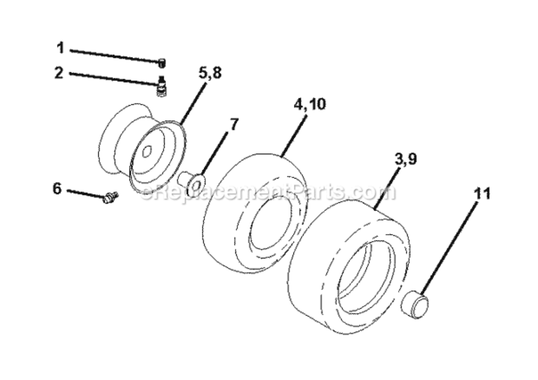Wheels_Tires Diagram and Parts List for LT2113 2012-08 Husqvarna Lawn Tractor