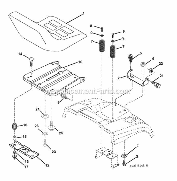 Seat Diagram and Parts List for LT2114CA 2012-08 Husqvarna Lawn Tractor