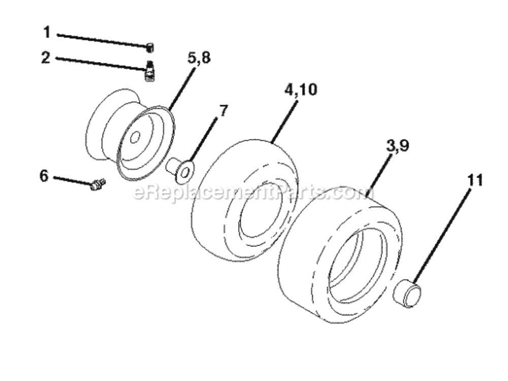 Wheels_Tires Diagram and Parts List for LT2114CA 2012-08 Husqvarna Lawn Tractor