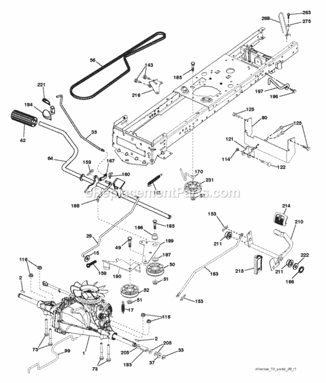 Drive Diagram and Parts List for LT2213A 96041015403 2012-08 Husqvarna Lawn Tractor
