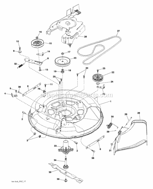 Mower_Deck__Cutting_Deck Diagram and Parts List for LT2213A 96041015403 2012-08 Husqvarna Lawn Tractor