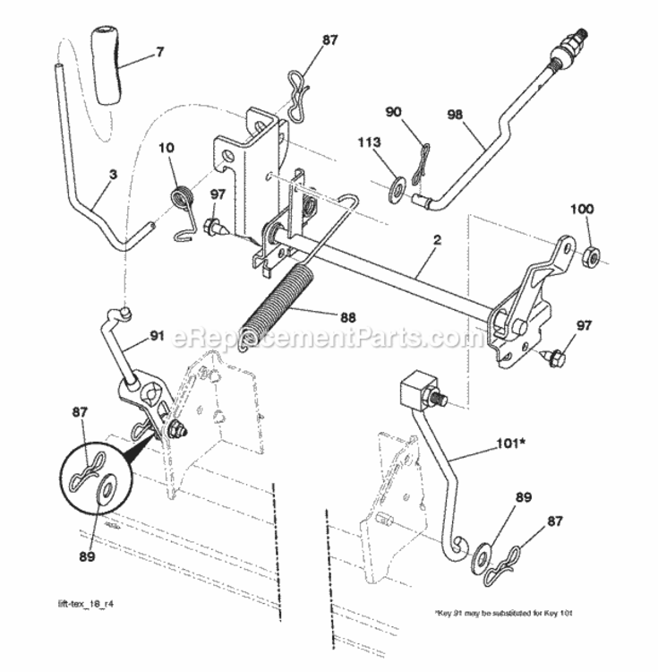 Mower_Lift__Deck_Lift Diagram and Parts List for LT2213A 96041015403 2012-08 Husqvarna Lawn Tractor