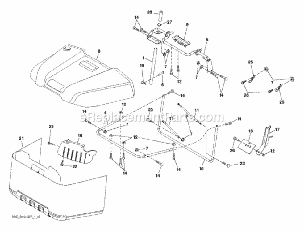 Bagger Diagram and Parts List for LT2213CA 96051001003 2012-08 Husqvarna Lawn Tractor