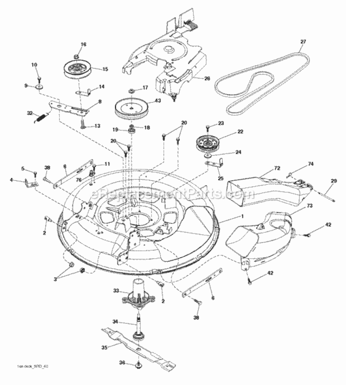 Mower_Deck__Cutting_Deck Diagram and Parts List for LT2213CA 96051001003 2012-08 Husqvarna Lawn Tractor