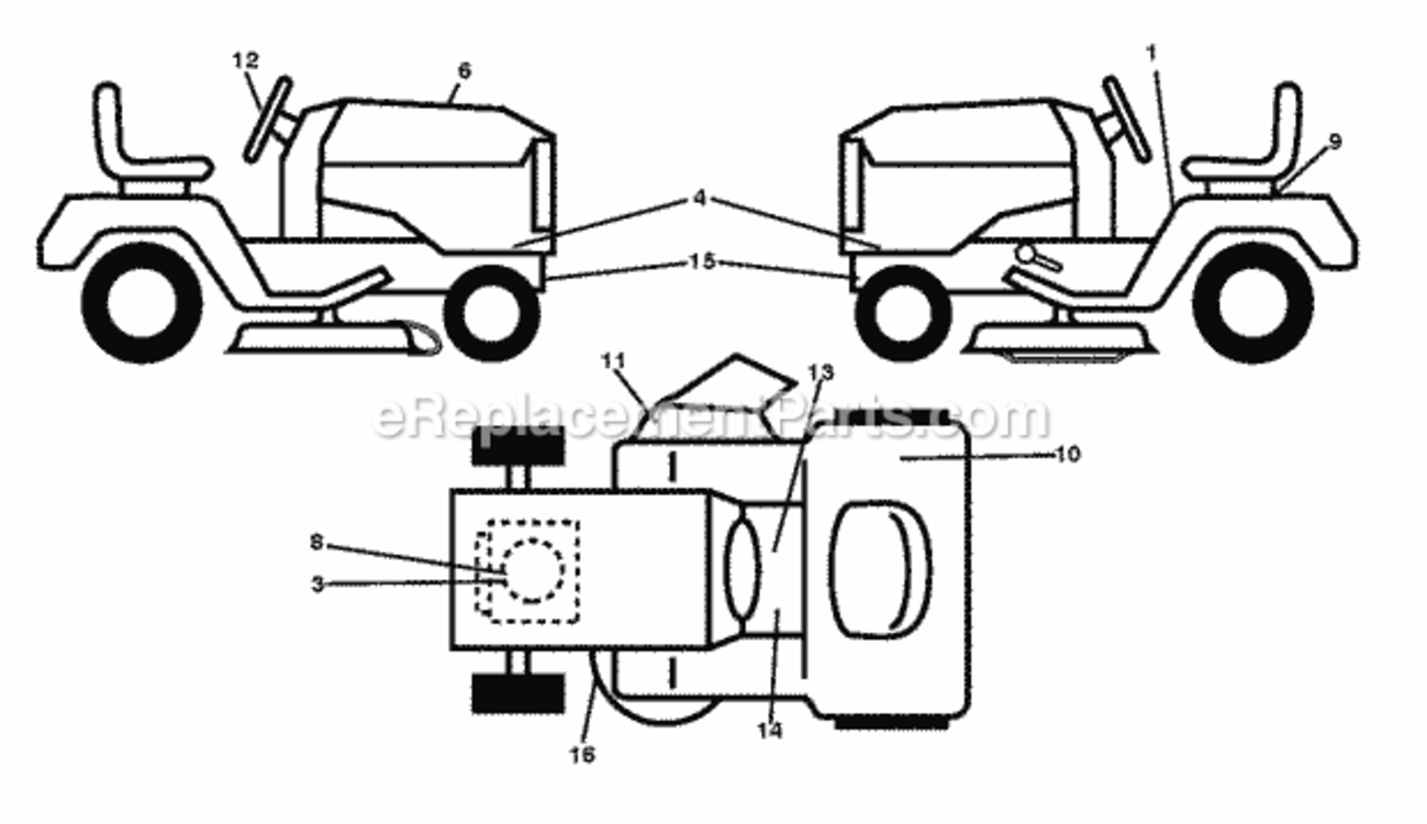 Decals Diagram and Parts List for LT2213C 96051001802 2012-08 Husqvarna Lawn Tractor