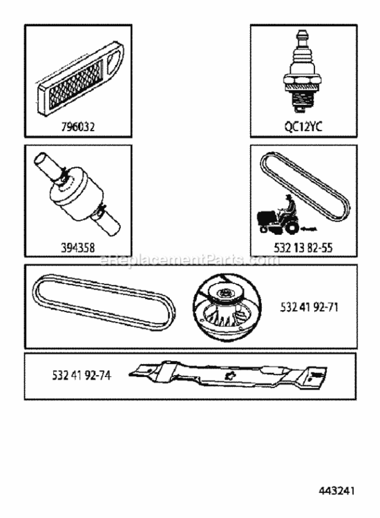 Frequently_Used_Parts Diagram and Parts List for LT2213C 96051001802 2012-08 Husqvarna Lawn Tractor