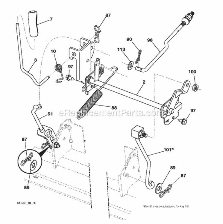 Mower_Lift__Deck_Lift Diagram and Parts List for LT2213C 96051001802 2012-08 Husqvarna Lawn Tractor