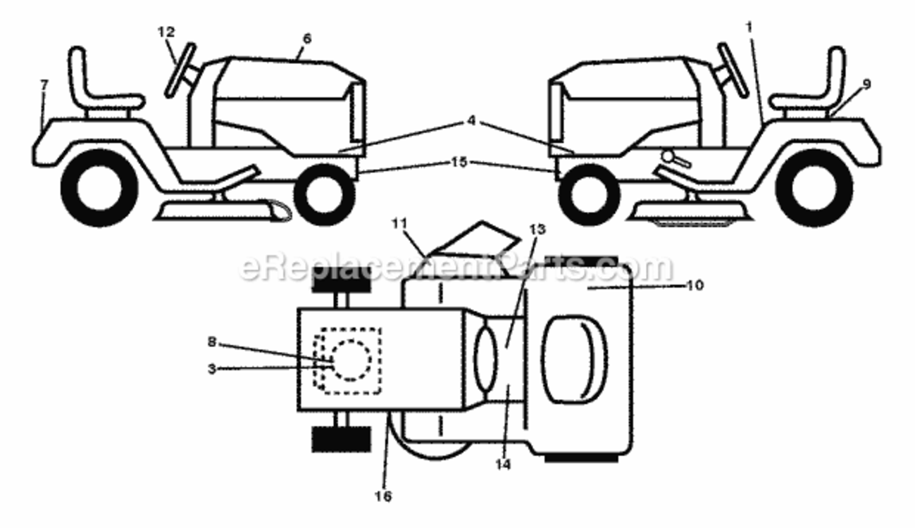 Decals Diagram and Parts List for LT2213 96041008705 2012-08 Husqvarna Lawn Tractor