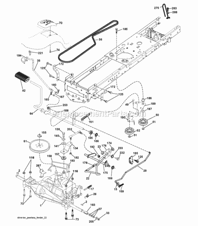 Drive Diagram and Parts List for LT2213 96041008705 2012-08 Husqvarna Lawn Tractor
