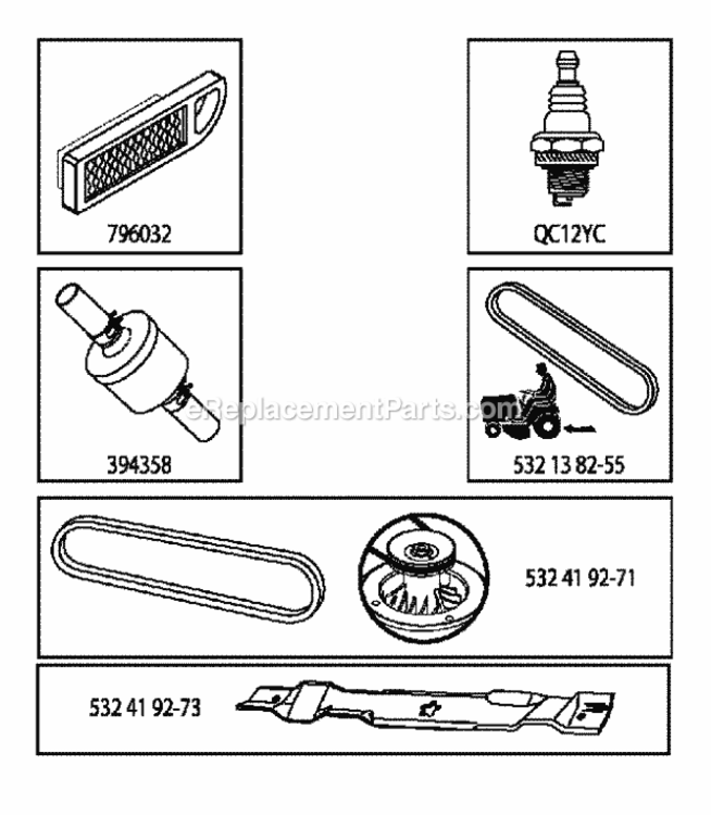 Frequently_Used_Parts Diagram and Parts List for LT2213 96041008705 2012-08 Husqvarna Lawn Tractor