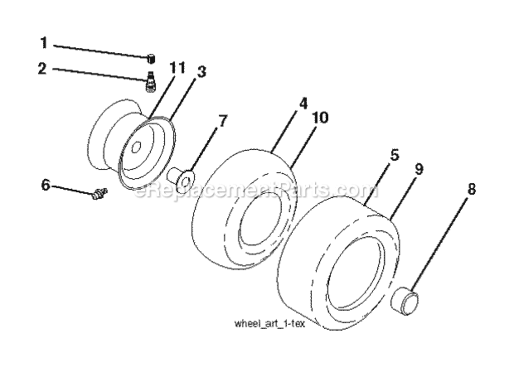 Wheels_Tires Diagram and Parts List for LT2216 2012-08 Husqvarna Lawn Tractor