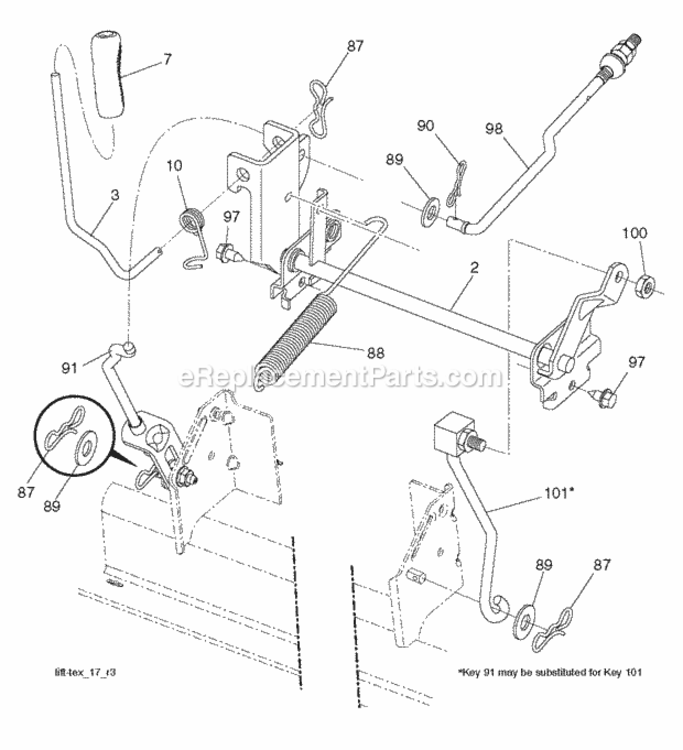 Mower_Lift__Deck_Lift Diagram and Parts List for LT2216 2012-08 Husqvarna Lawn Tractor
