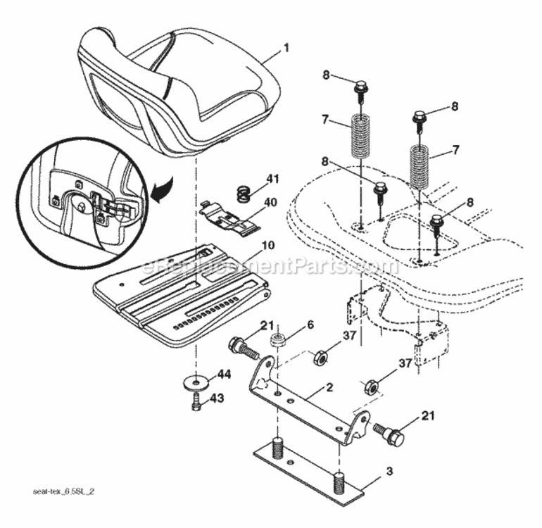Seat Diagram and Parts List for LT2216 2012-08 Husqvarna Lawn Tractor