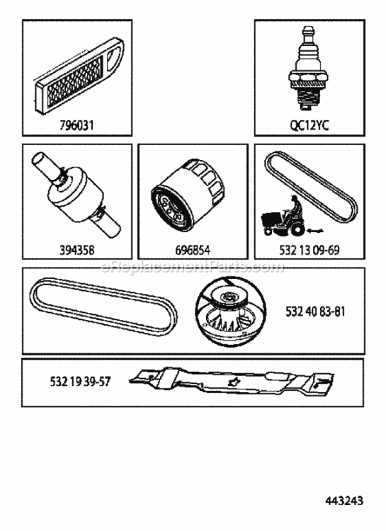 Accessories Diagram and Parts List for LT2217A 96041010406 2012-08 Husqvarna Lawn Tractor
