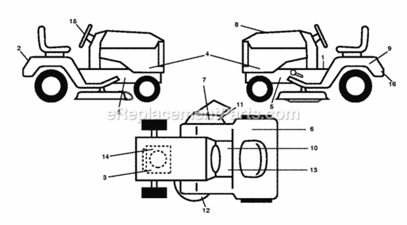 Decals Diagram and Parts List for LT2217A 96041010406 2012-08 Husqvarna Lawn Tractor