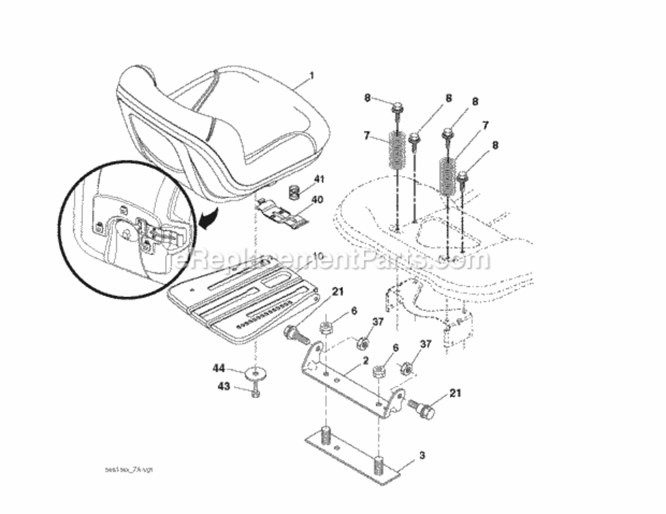 Seat Diagram and Parts List for LT2217A 96041010406 2012-08 Husqvarna Lawn Tractor