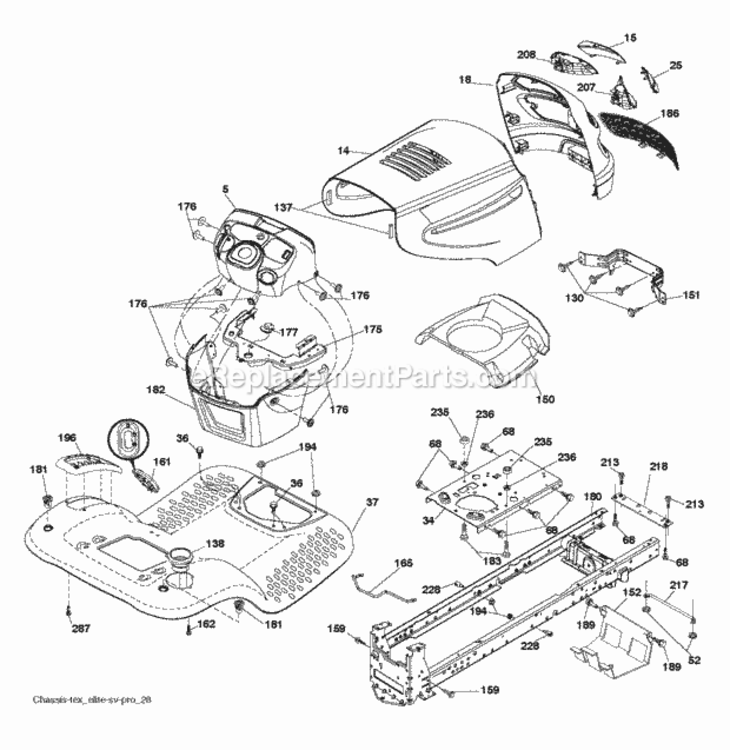 Chassis_Enclosures Diagram and Parts List for LT2223A2 2012-02 Husqvarna Lawn Tractor