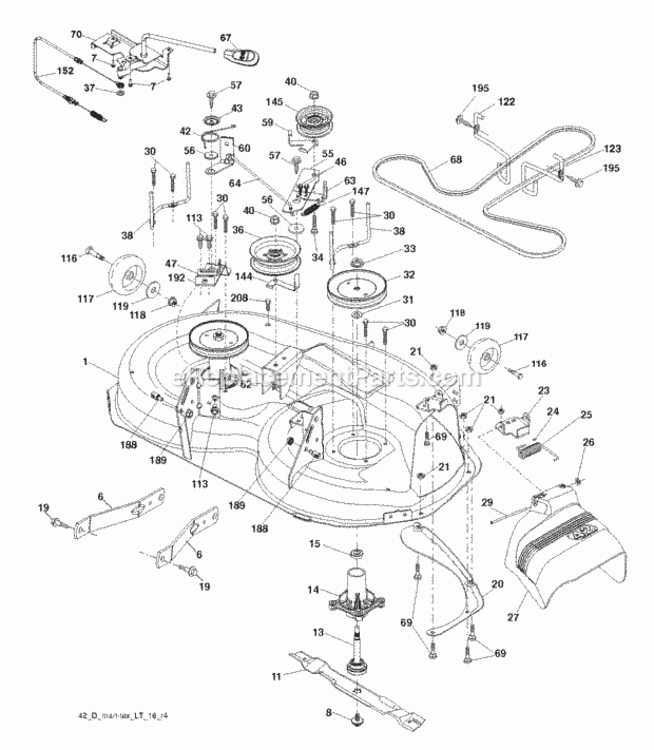Mower_Deck__Cutting_Deck Diagram and Parts List for LT2223A2 2012-02 Husqvarna Lawn Tractor