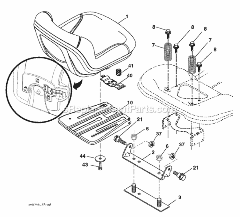 Seat Diagram and Parts List for LT2316CMA2 2011-01 Husqvarna Lawn Tractor
