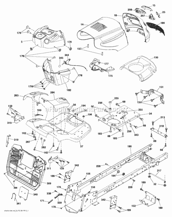 Chassis_Enclosures Diagram and Parts List for LT2316CMA2 2011-01 Husqvarna Lawn Tractor
