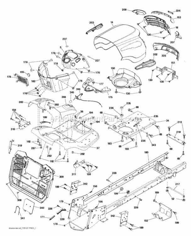 Chassis_Enclosures Diagram and Parts List for LT2317CMA2 96051004400 2012-01 Husqvarna Lawn Tractor