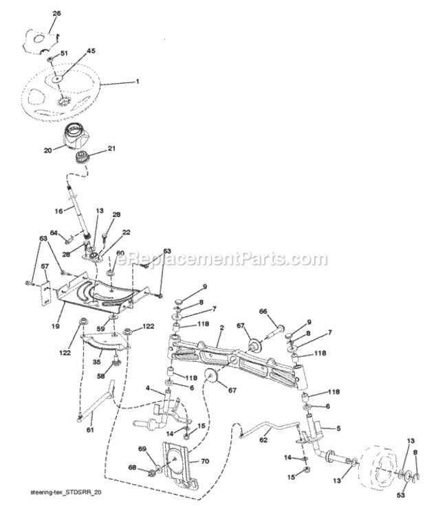 Steering Diagram and Parts List for LT2318CMA2 2012-02 Husqvarna Lawn Tractor
