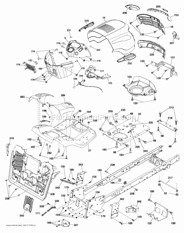 Chassis_Enclosures Diagram and Parts List for LT2318CMA2 2012-02 Husqvarna Lawn Tractor