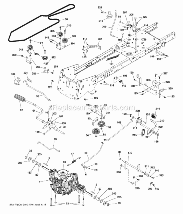 Drive Diagram and Parts List for LT2318CMA2 2012-02 Husqvarna Lawn Tractor