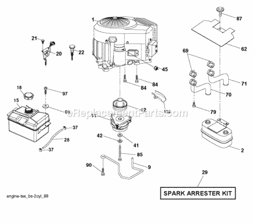 Engine Diagram and Parts List for LT2318CMA2 2012-02 Husqvarna Lawn Tractor